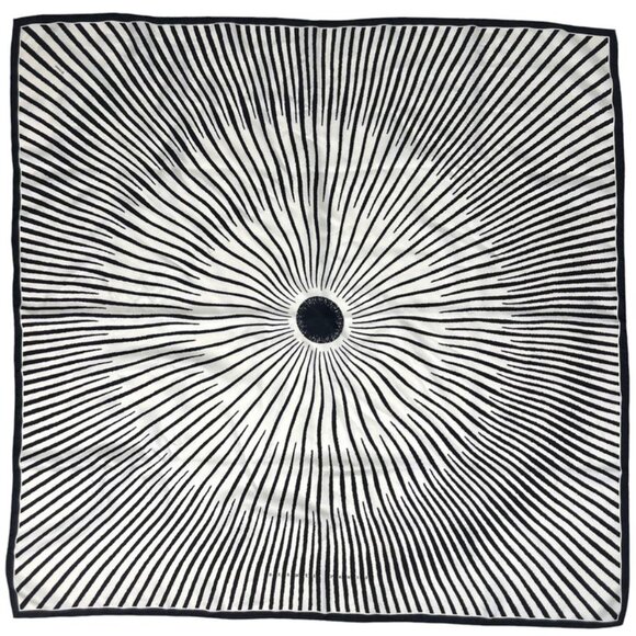Hermes Carre 90 la Maison Soleil Sun Scarf Silk Black White